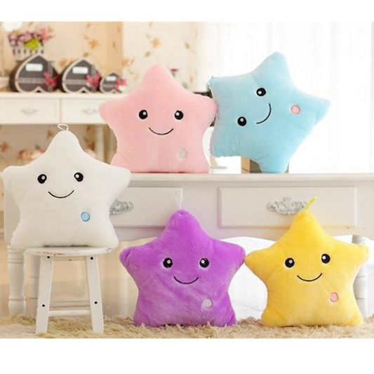 Pillow 34CM Luminous Pillow Soft Stuffed Plush Glowing Colorful Stars Cushion Led Light Toys Gift For Kids