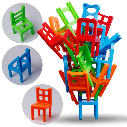 Chair Mini 12pcs Balance Blocks Toy Plastic Assembly Stacking Kids Game