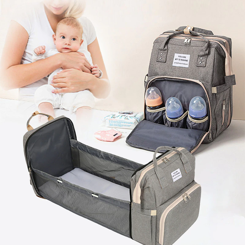 Mummy Bag Baby Folding Bed Mother Baby Backpack Diaper Nappy Bags Nursing Mom Waterproof