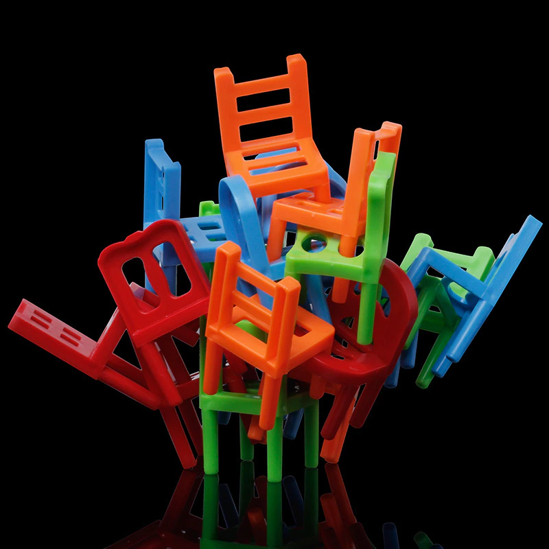 Chair Mini 12pcs Balance Blocks Toy Plastic Assembly Stacking Kids Game