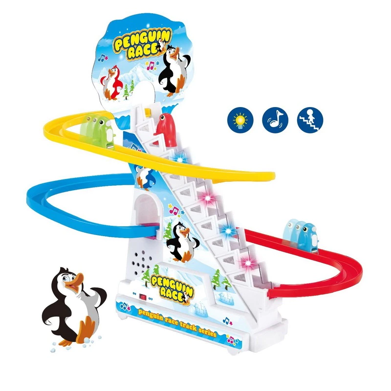 Climbing Stairs Track Toys Penguin Dinosaur Dog Duck Electronic Music For Children & Kids