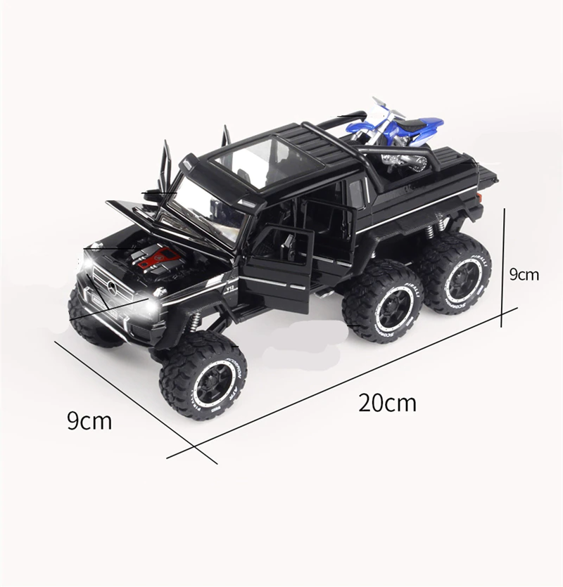 Car Model Mercedes Benz G63 6*6 Big Tyre Off-Road Vehicle Alloy Metal Pickup Diecast & Toy kids Children's 1:28