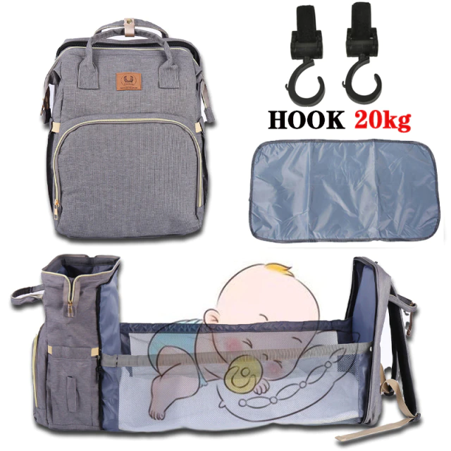 Mummy Bag Baby Diaper Bed Backpack For Mom Maternity Bag For Stroller Nappy Nursing Baby Care Upgrade Hooks