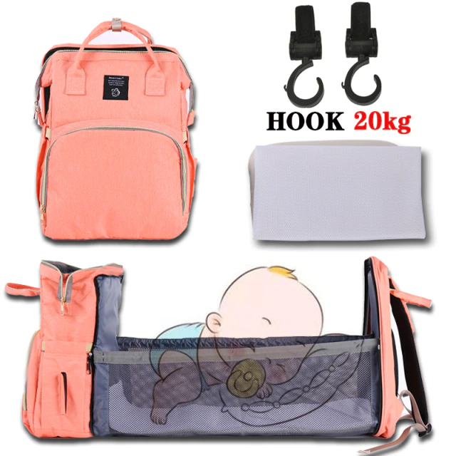 Mummy Bag Baby Diaper Bed Backpack For Mom Maternity Bag For Stroller Nappy Nursing Baby Care Upgrade Hooks