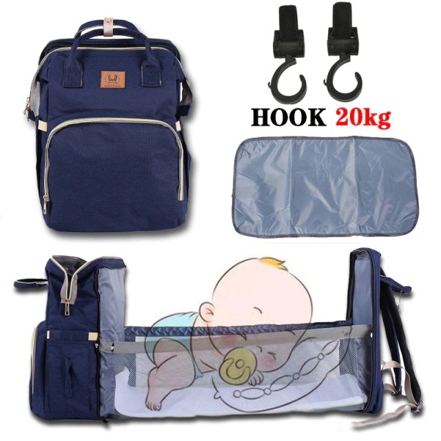 Mummy Bag Baby Diaper Bed Backpack For Mom Maternity Bag For Stroller Nappy Nursing Baby Care Upgrade Hooks