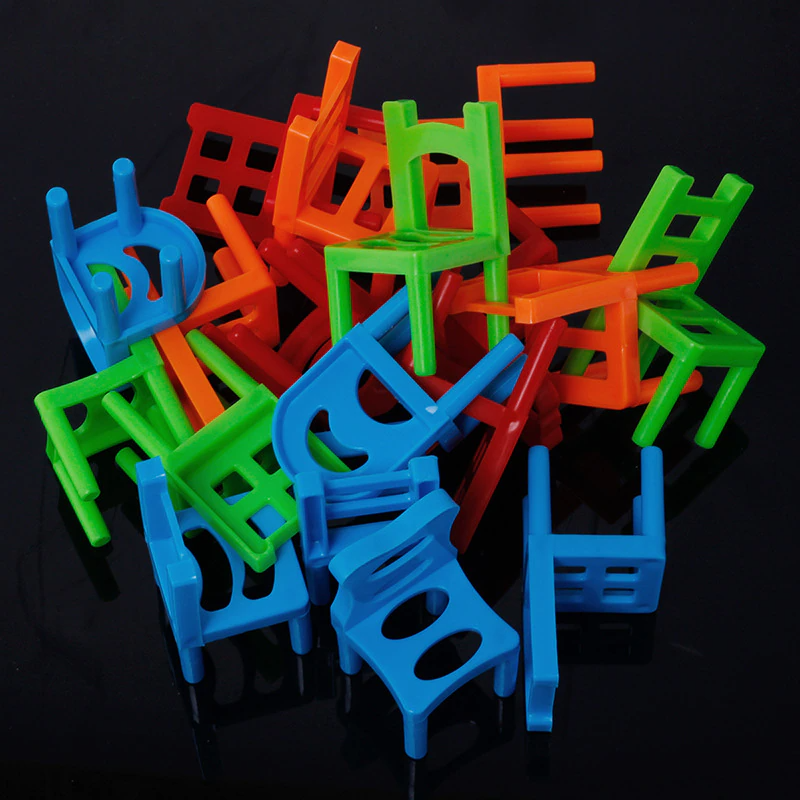 Chair Mini 12pcs Balance Blocks Toy Plastic Assembly Stacking Kids Game