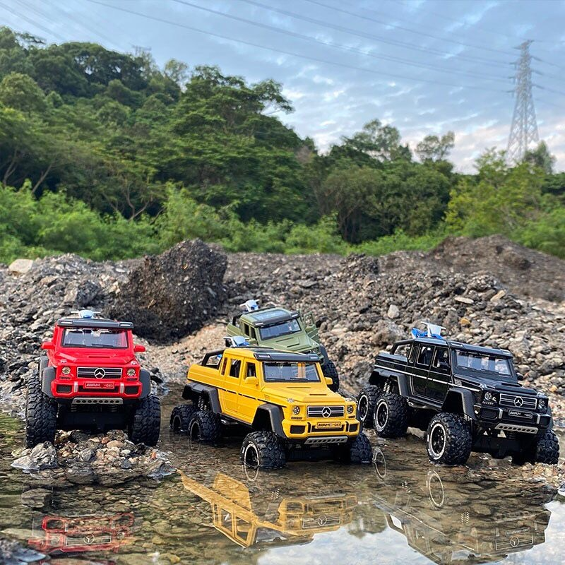 Car Model Mercedes Benz G63 6*6 Big Tyre Off-Road Vehicle Alloy Metal Pickup Diecast & Toy kids Children's 1:28