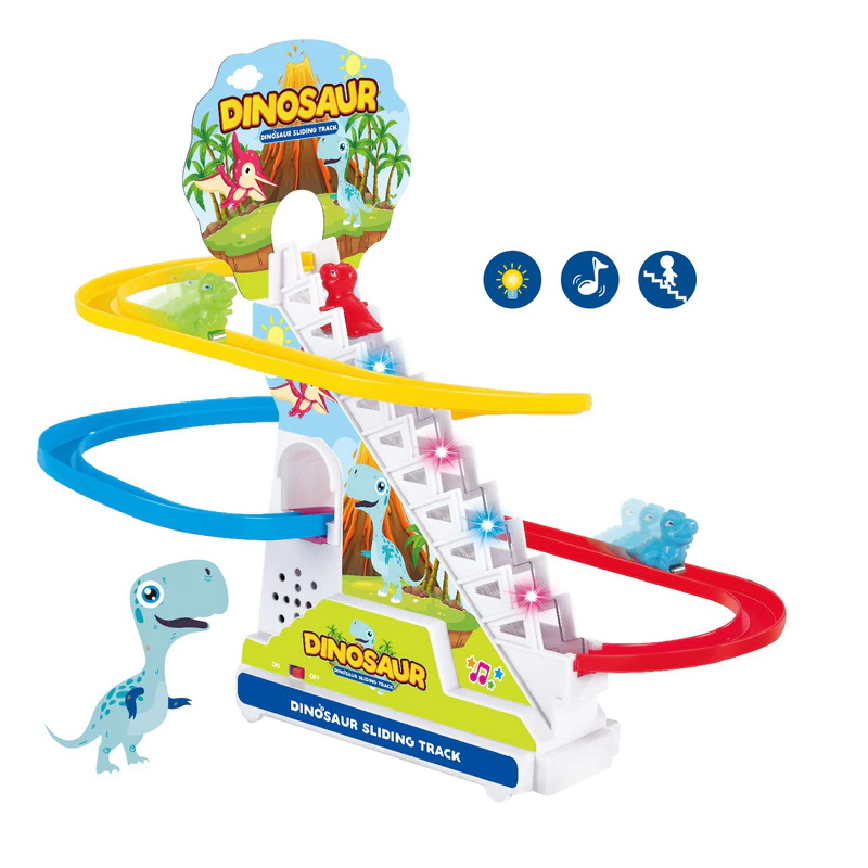 Climbing Stairs Track Toys Penguin Dinosaur Dog Duck Electronic Music For Children & Kids