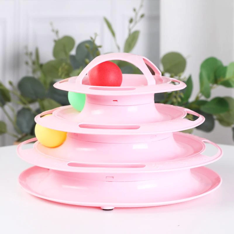 Three Levels Cat Disc Toy Plate Tower Tracks Triple Disc Tumbler Pet