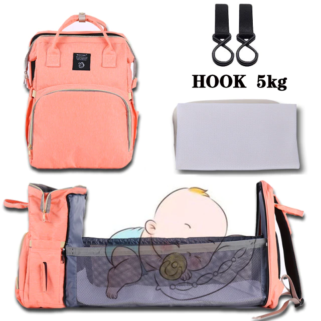 Mummy Bag Baby Diaper Bed Backpack For Mom Maternity Bag For Stroller Nappy Nursing Baby Care Upgrade Hooks