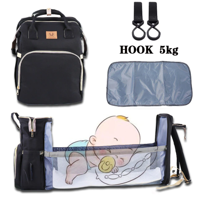 Mummy Bag Baby Diaper Bed Backpack For Mom Maternity Bag For Stroller Nappy Nursing Baby Care Upgrade Hooks