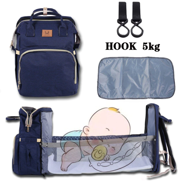 Mummy Bag Baby Diaper Bed Backpack For Mom Maternity Bag For Stroller Nappy Nursing Baby Care Upgrade Hooks