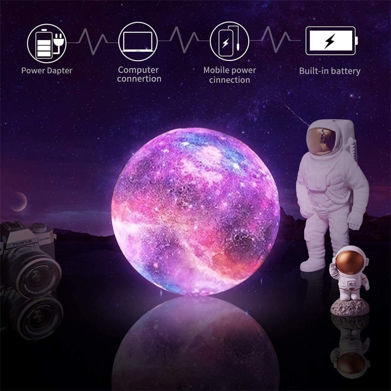 Moon Stars Galaxy Lamp Light 16 Colors LED 3D Touch And Remote Control