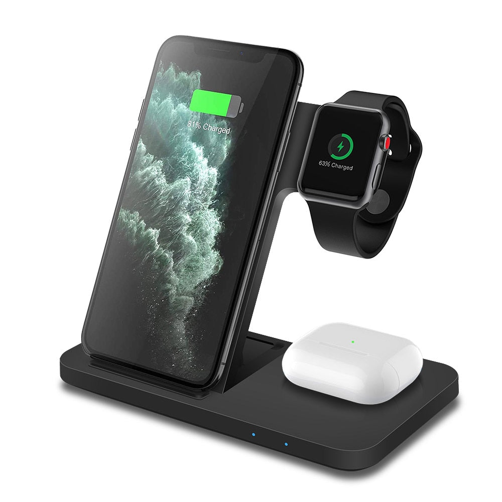 15W Qi Wireless Charger for iPhone Dock Station For Apple Watch AirPods