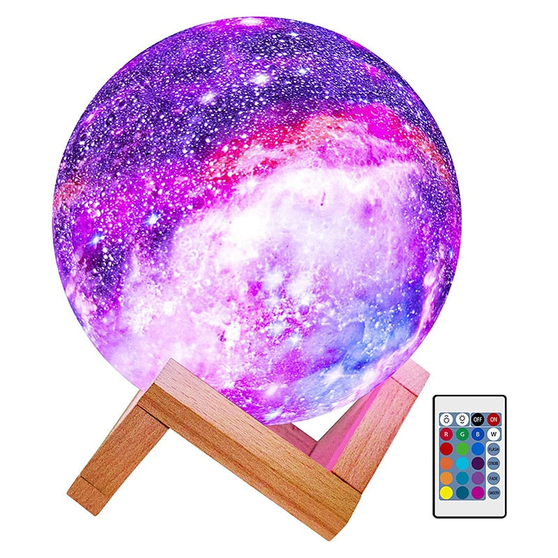 Moon Stars Galaxy Lamp Light 16 Colors LED 3D Touch And Remote Control