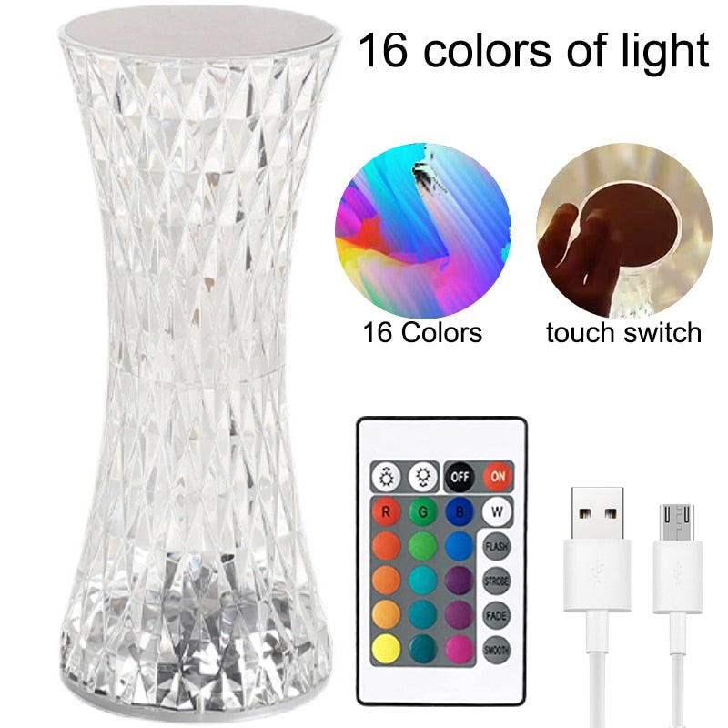 Diamond Table Lamp Touch Remote Control