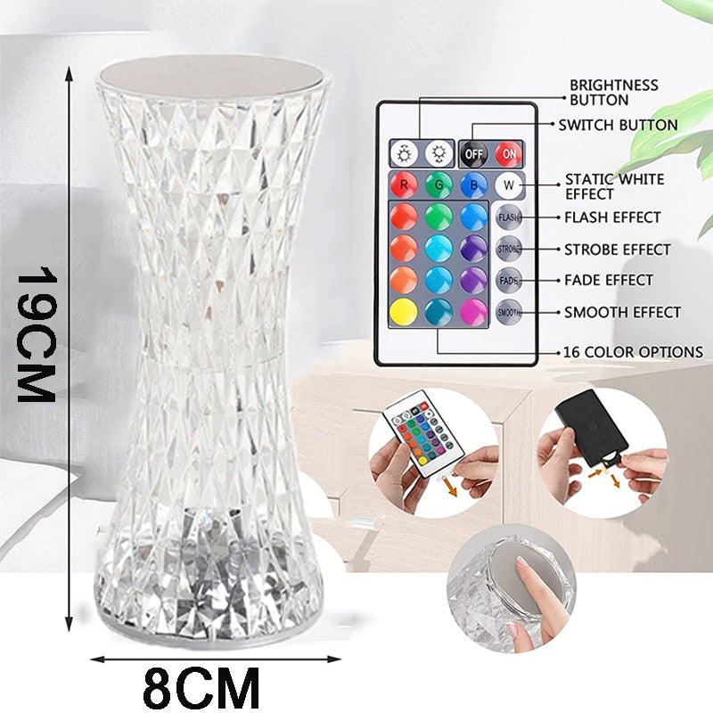 Diamond Table Lamp Touch Remote Control