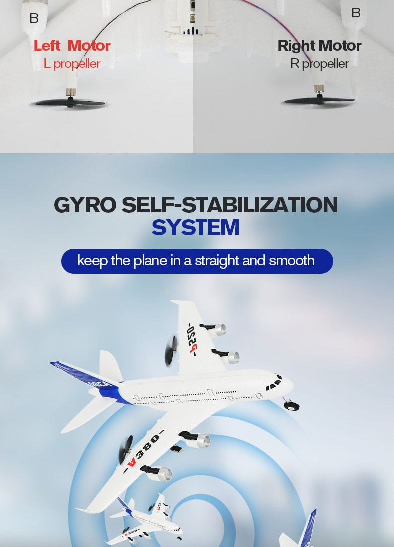 RC Remote Control Foam plastic Plane Airbus A380 P520 Airplane Aircraft Fighter 2.4G Radio Control Glider Toys Children kids