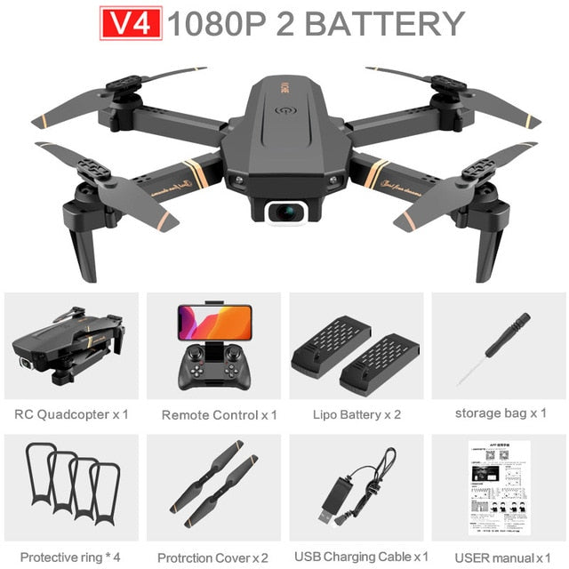 Drone Camera Quadcopter V4 FPV 1080P 2K 4K Hold WiFi RC Remote Control Foldable