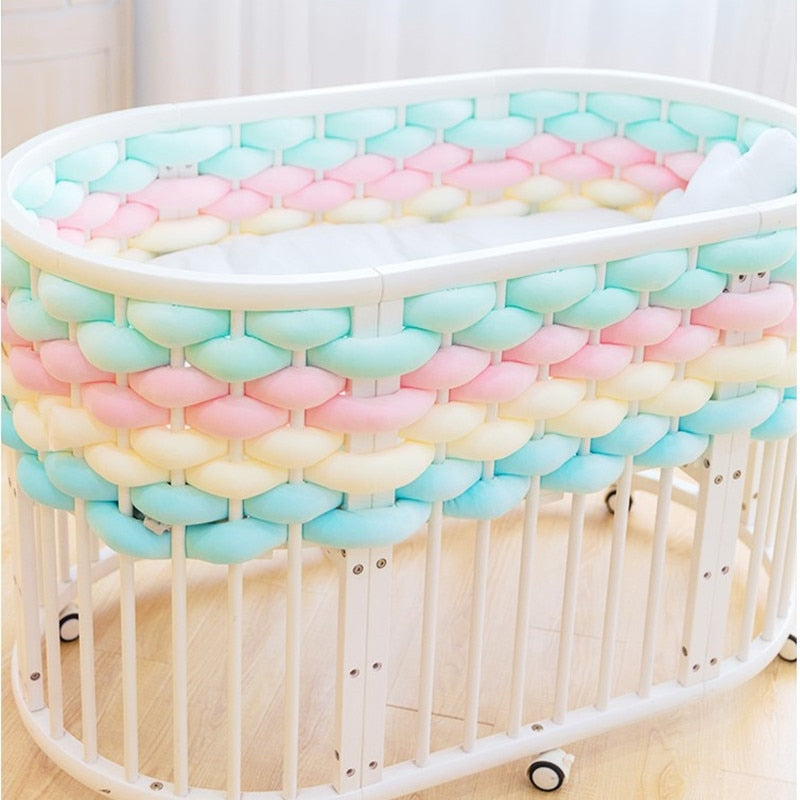 Baby Bed Bumper Crib woven Braid Pillow Cushion Infant Protector Room 5-8-10-12-16