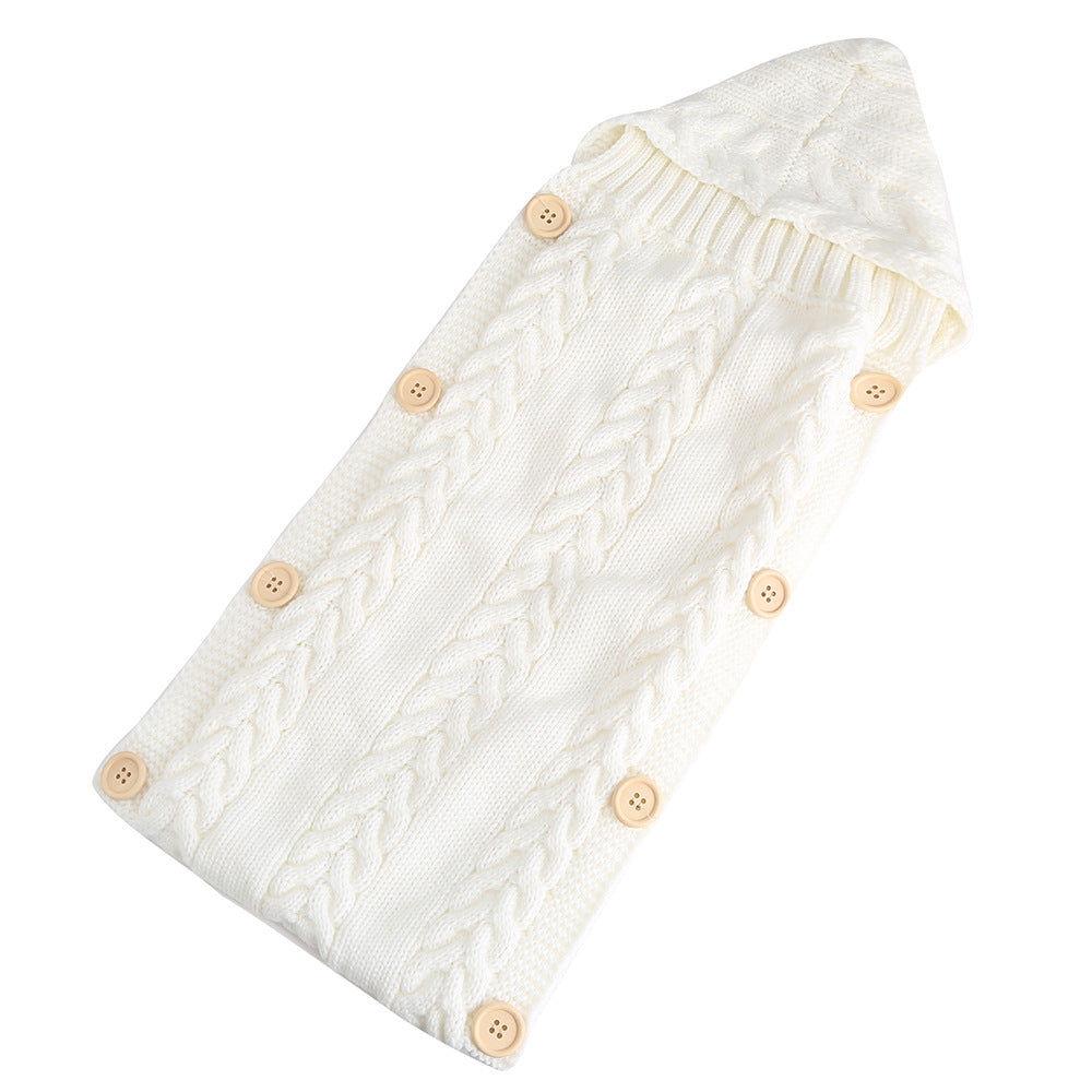 Baby Sleeping Bag Newborn Infant Knit Crochet Blanket Swaddle Toddler Winter Warm Stroller Wrap