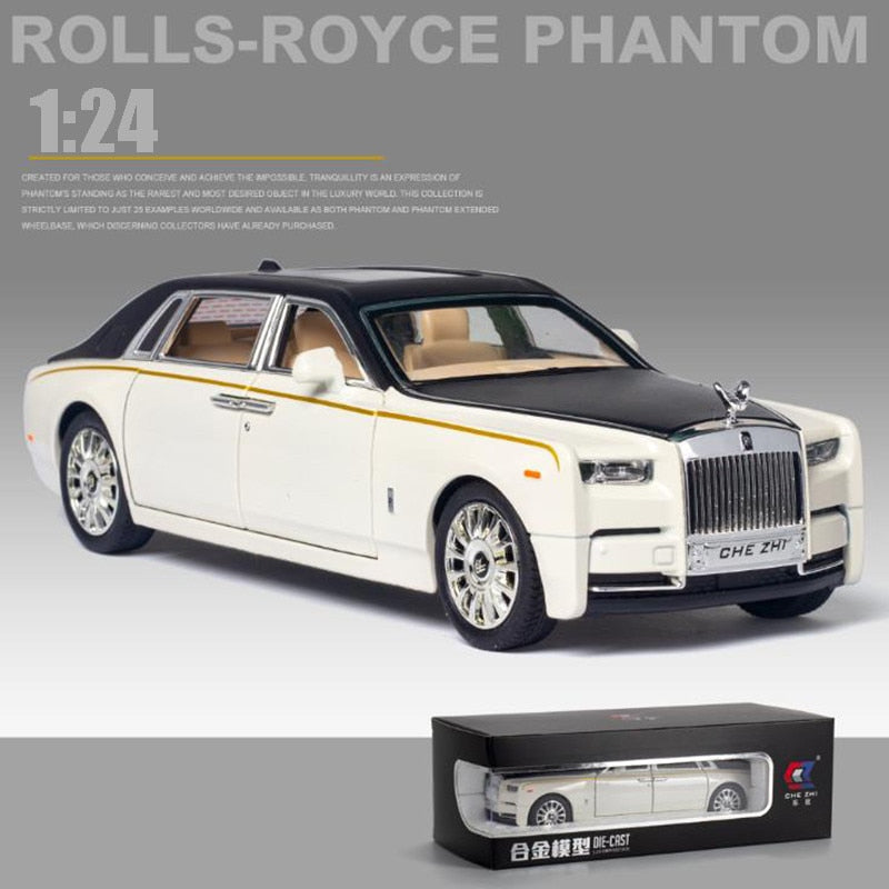 Car Model Rolls-Royce Phantom Toy Metal Alloy DieCast Sound Light Pull Back Toys Vehicle Children 1/24