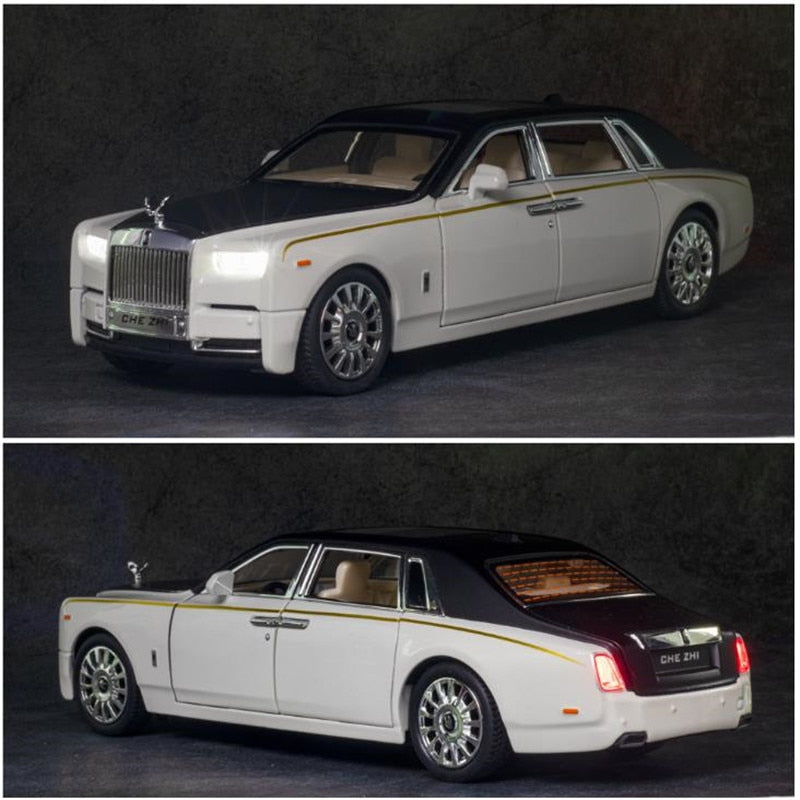 Car Model Rolls-Royce Phantom Toy Metal Alloy DieCast Sound Light Pull Back Toys Vehicle Children 1/24