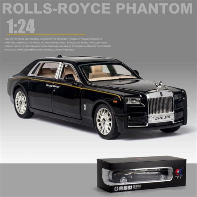 Car Model Rolls-Royce Phantom Toy Metal Alloy DieCast Sound Light Pull Back Toys Vehicle Children 1/24