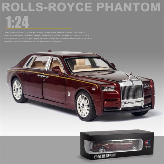 Car Model Rolls-Royce Phantom Toy Metal Alloy DieCast Sound Light Pull Back Toys Vehicle Children 1/24