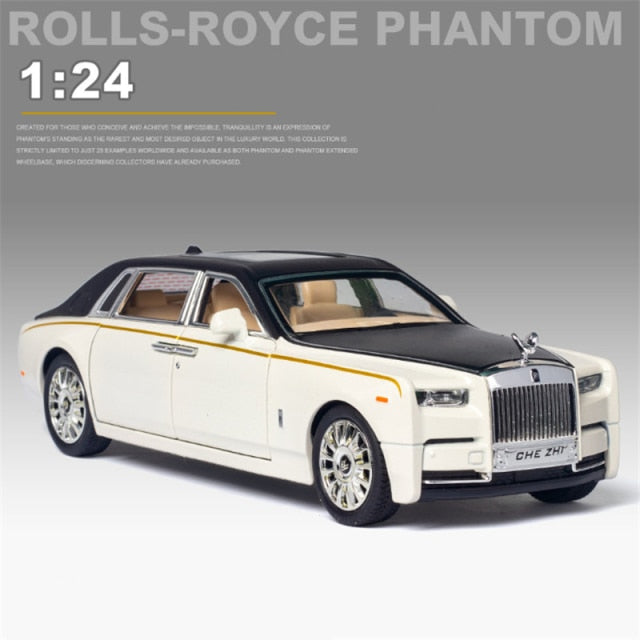 Car Model Rolls-Royce Phantom Toy Metal Alloy DieCast Sound Light Pull Back Toys Vehicle Children 1/24