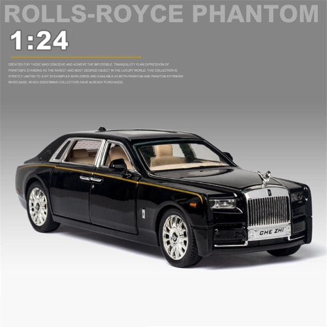 Car Model Rolls-Royce Phantom Toy Metal Alloy DieCast Sound Light Pull Back Toys Vehicle Children 1/24