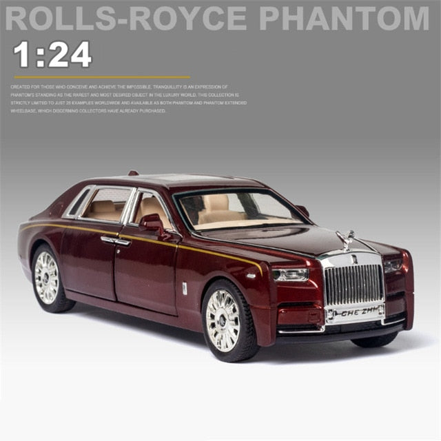 Car Model Rolls-Royce Phantom Toy Metal Alloy DieCast Sound Light Pull Back Toys Vehicle Children 1/24