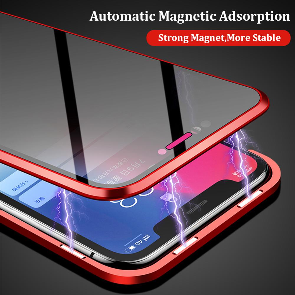 Magnetic Phone 360 Degree Cover Anti-peeping Privacy HD Double-sided Tempered Glass case For iPhone X 11 12 13