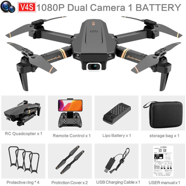 Drone Camera Quadcopter V4 FPV 1080P 2K 4K Hold WiFi RC Remote Control Foldable