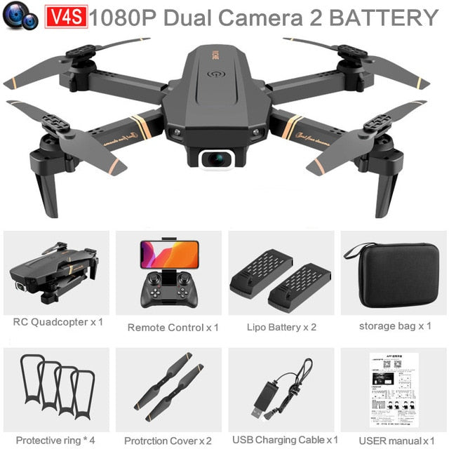 Drone Camera Quadcopter V4 FPV 1080P 2K 4K Hold WiFi RC Remote Control Foldable