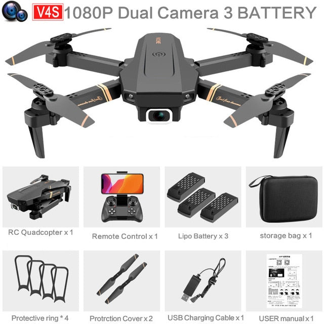 Drone Camera Quadcopter V4 FPV 1080P 2K 4K Hold WiFi RC Remote Control Foldable