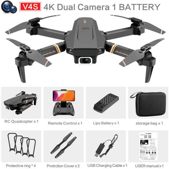 Drone Camera Quadcopter V4 FPV 1080P 2K 4K Hold WiFi RC Remote Control Foldable