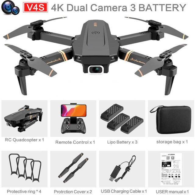 Drone Camera Quadcopter V4 FPV 1080P 2K 4K Hold WiFi RC Remote Control Foldable