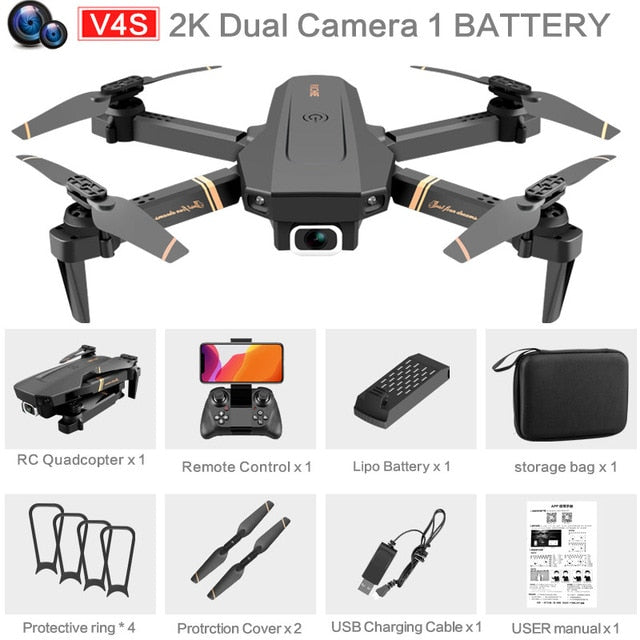 Drone Camera Quadcopter V4 FPV 1080P 2K 4K Hold WiFi RC Remote Control Foldable