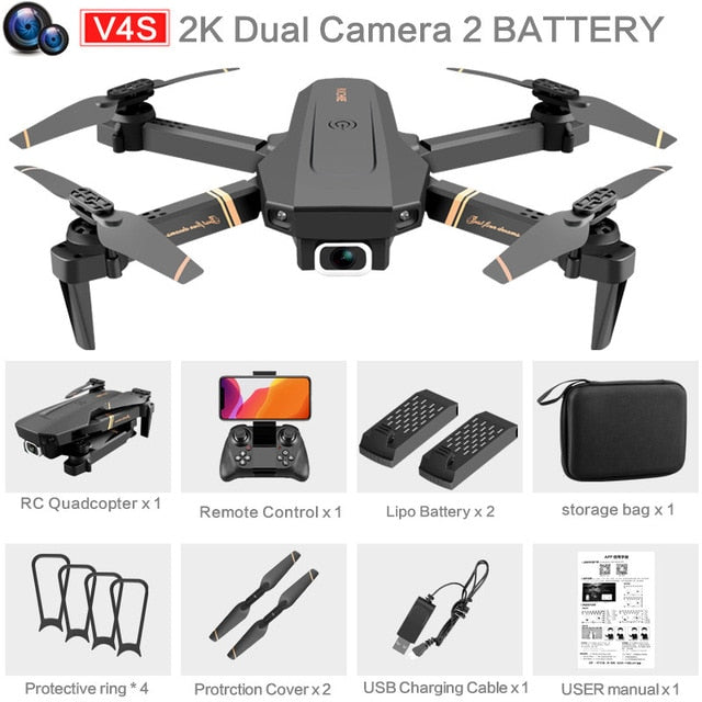 Drone Camera Quadcopter V4 FPV 1080P 2K 4K Hold WiFi RC Remote Control Foldable