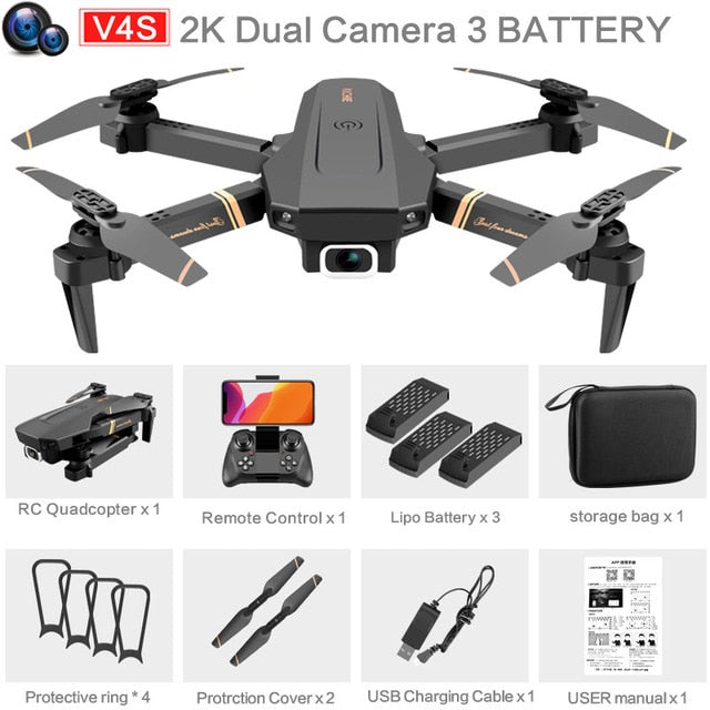 Drone Camera Quadcopter V4 FPV 1080P 2K 4K Hold WiFi RC Remote Control Foldable