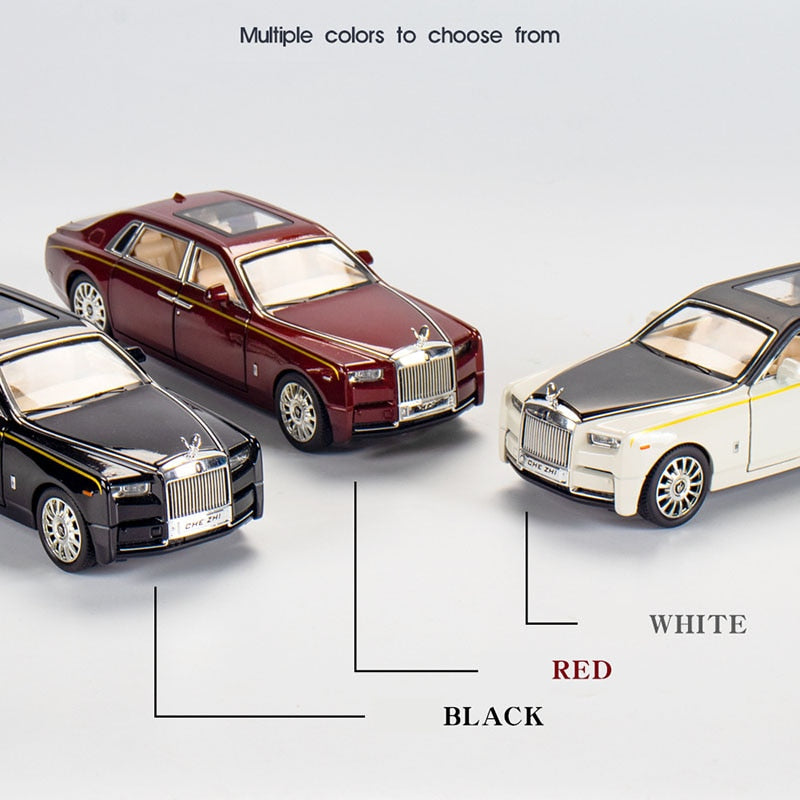 Car Model Rolls-Royce Phantom Toy Metal Alloy DieCast Sound Light Pull Back Toys Vehicle Children 1/24