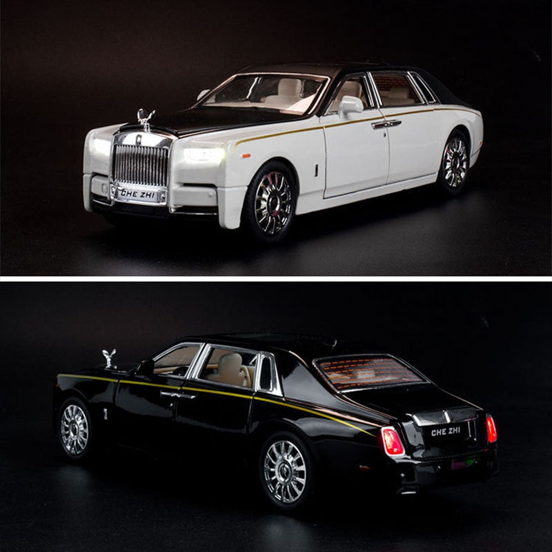 Car Model Rolls-Royce Phantom Toy Metal Alloy DieCast Sound Light Pull Back Toys Vehicle Children 1/24