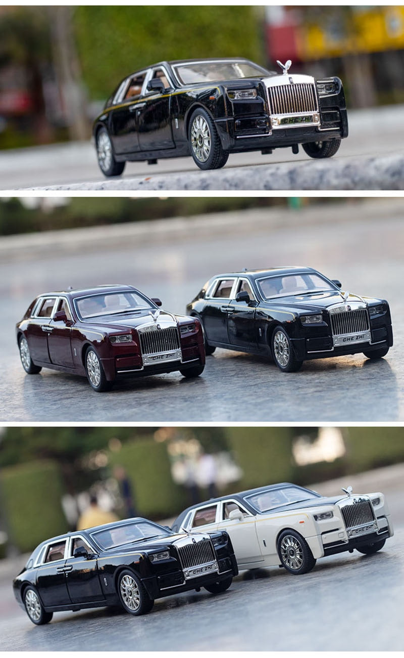 Car Model Rolls-Royce Phantom Toy Metal Alloy DieCast Sound Light Pull Back Toys Vehicle Children 1/24