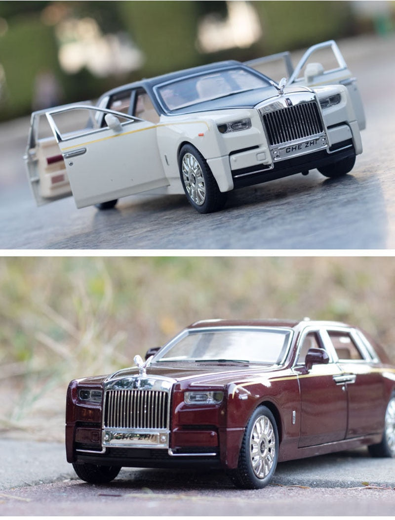 Car Model Rolls-Royce Phantom Toy Metal Alloy DieCast Sound Light Pull Back Toys Vehicle Children 1/24