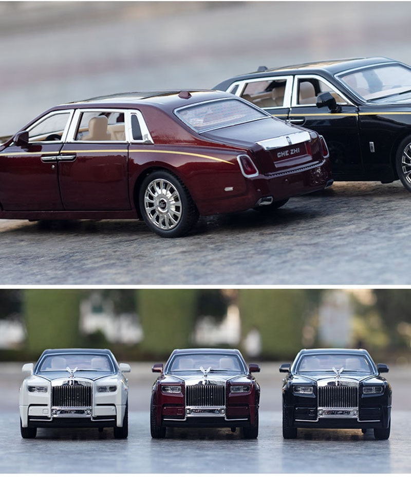 Car Model Rolls-Royce Phantom Toy Metal Alloy DieCast Sound Light Pull Back Toys Vehicle Children 1/24