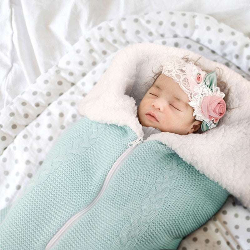 Baby Sleeping Bag Newborn Velvet Blanket Swaddle Toddler Winter Warm Stroller Wrap Zipper Envelope