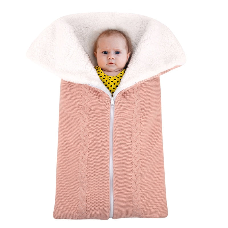 Baby Sleeping Bag Newborn Velvet Blanket Swaddle Toddler Winter Warm Stroller Wrap Zipper Envelope