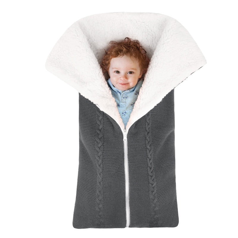 Baby Sleeping Bag Newborn Velvet Blanket Swaddle Toddler Winter Warm Stroller Wrap Zipper Envelope