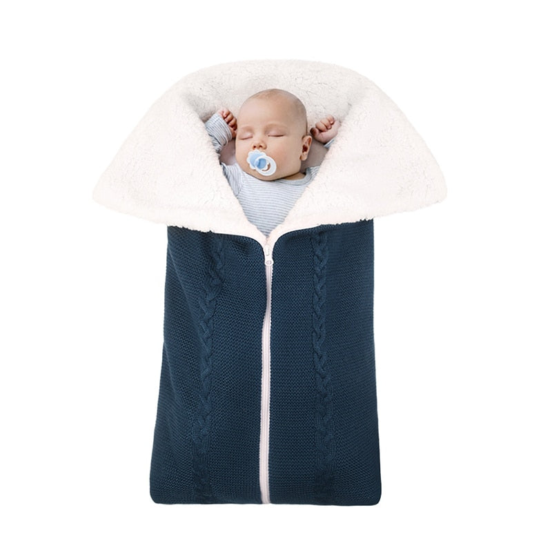 Baby Sleeping Bag Newborn Velvet Blanket Swaddle Toddler Winter Warm Stroller Wrap Zipper Envelope